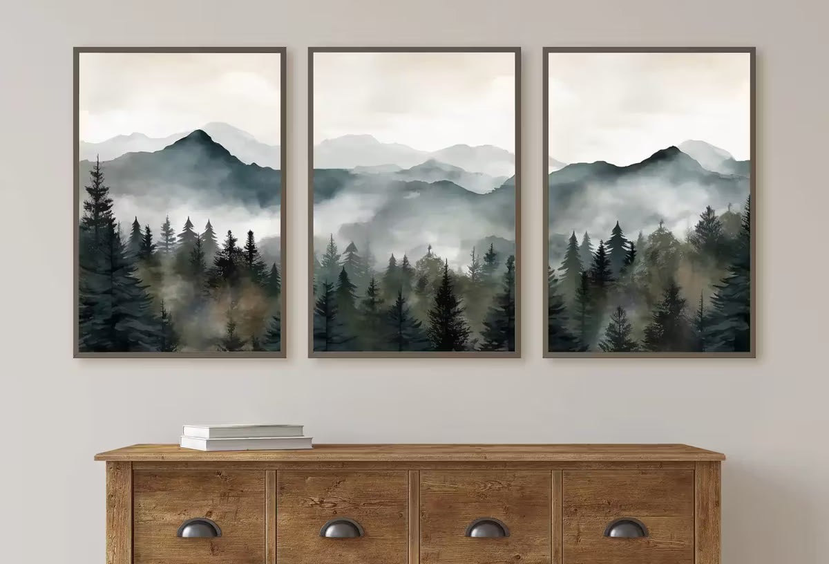 3 Piece Wall Art. Mountain Wall Art. Gallery Wall Set. Watercolor Mountain Prints. Set of 3 Prints. Landscape Print Set. Modern Home Decor