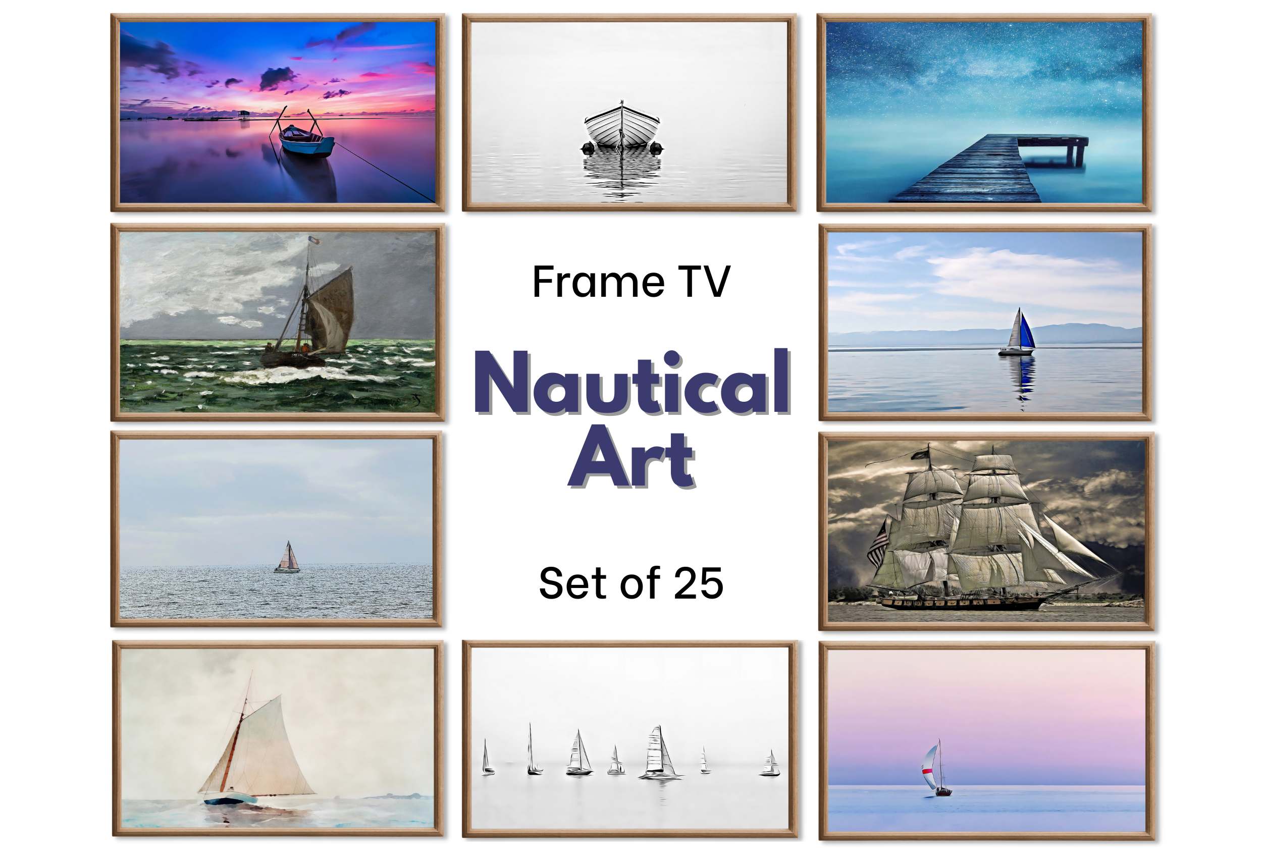 Set of 25 Samsung Frame TV Art 4K. Nautical Boat Art for the Frame TV. Nautical & Sailing Art Collection Set. Instant Download Frame Tv Art – Frame TV Art Set