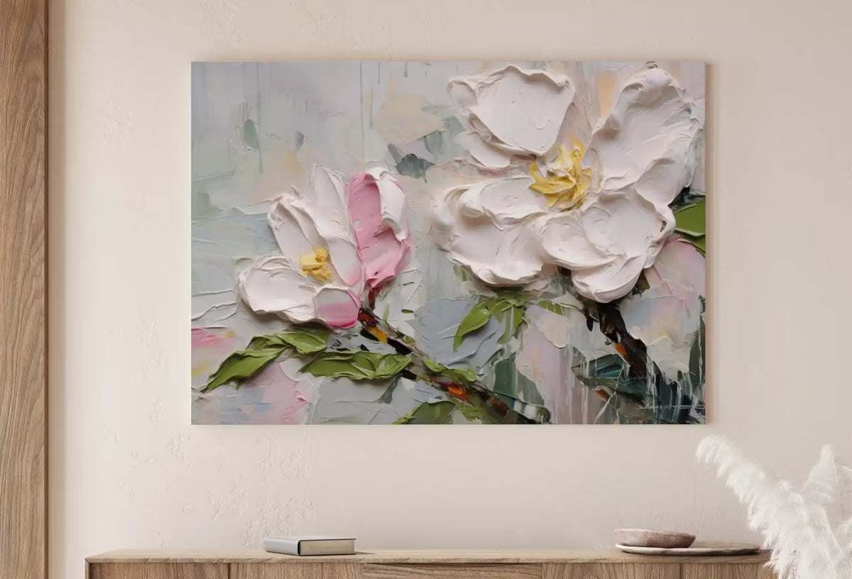 Abstract Flowers Painting | Printable Wall Art | Textured Wall Art | Vibrant Abstract Floral | Heavy Textured Painting | Floral Texture Art