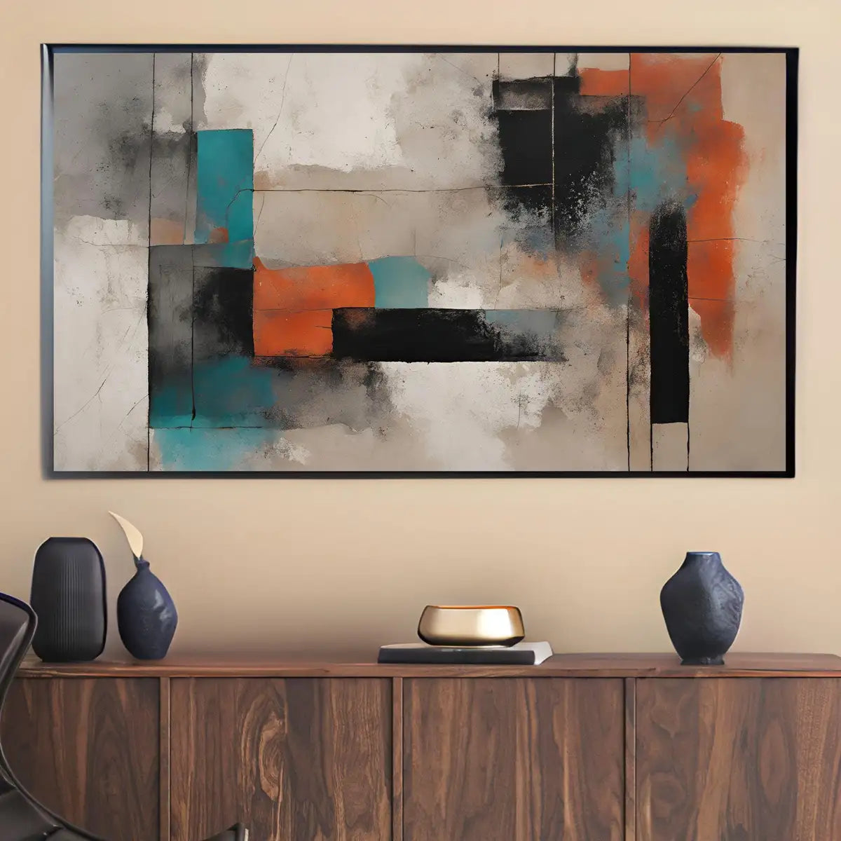 Detail view of artwork from Abstract Geometric Art For Frame TV. Minimalist Home Decor For Stylish Living Space. Unique Interior Design For Artistic TV Display. (variation 2)