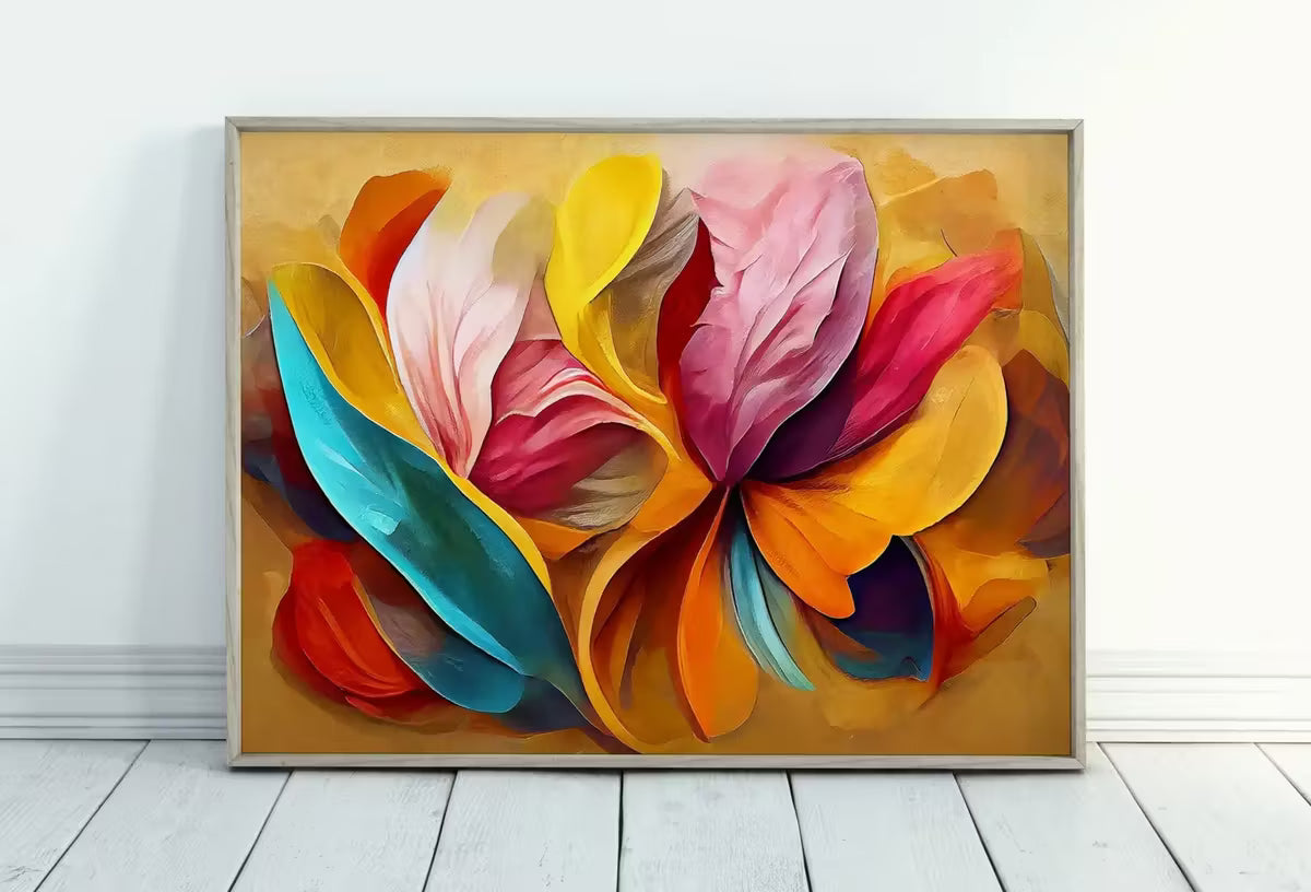 Abstract Modern Floral Print Digital Painting. Printable Wall Art. Colorful Abstract Flower Petals Botanical Art Print. Downloadable Art #3