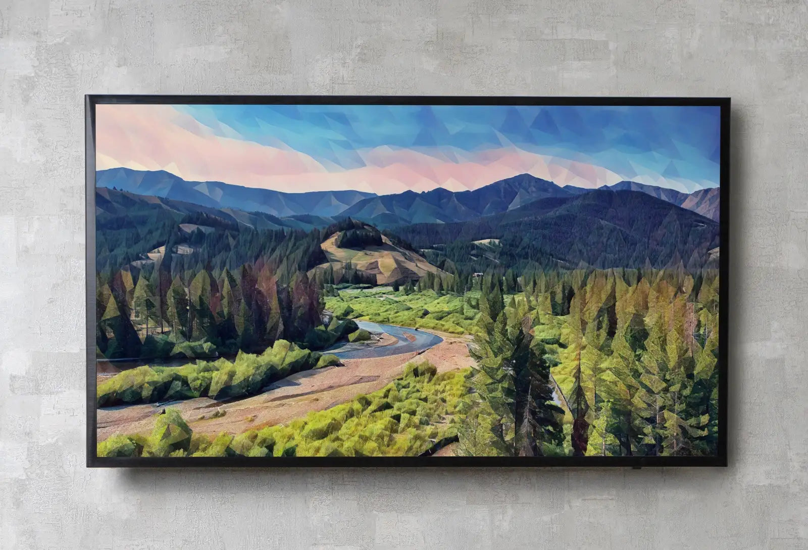 Included artwork preview showing first selection of artworks from Abstract Mountain View Landscape Painting, Frame TV Art Digital Download, Art for Tv, Colorful Art for Frame TV. Nature Wall Art.