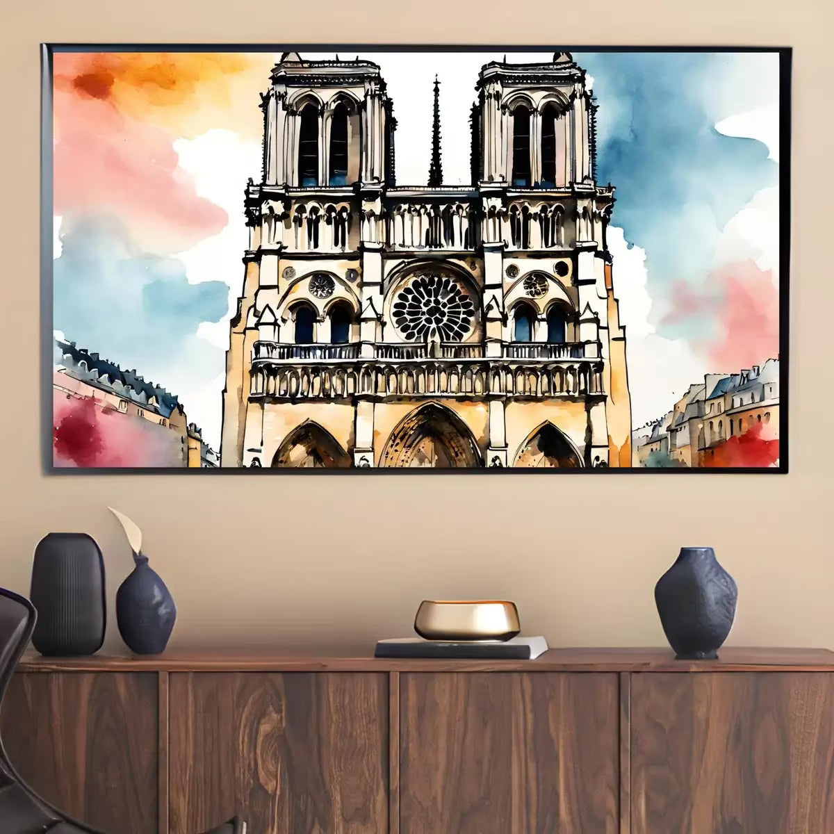 Abstract Notre Dame Art I Trendy Watercolor Decor I Frame TV Art for Samsung Frame TV – Frame TV  Art