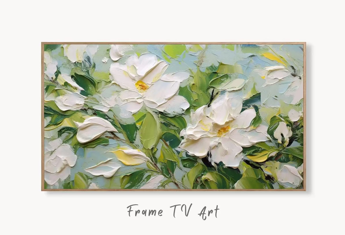 Abstract Samsung Frame TV Art | Textured Wall Art | Oil Painting | Heavy Textured Painting | Vibrant Abstract Floral Art | Art For Frame Tv – Frame TV  Art
