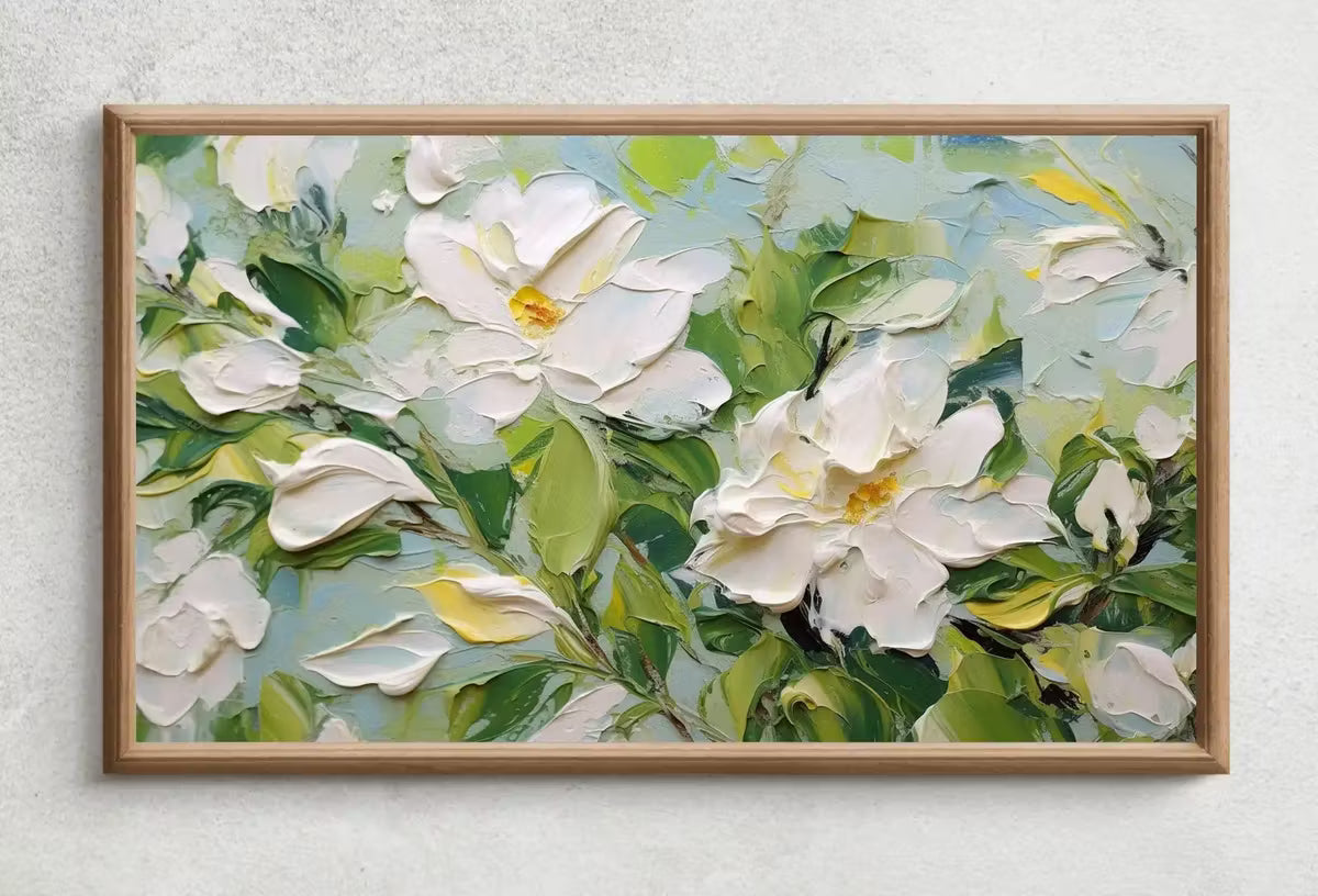 Abstract Samsung Frame TV Art | Textured Wall Art | Oil Painting | Heavy Textured Painting | Vibrant Abstract Floral Art | Art For Frame Tv – Frame TV  Art