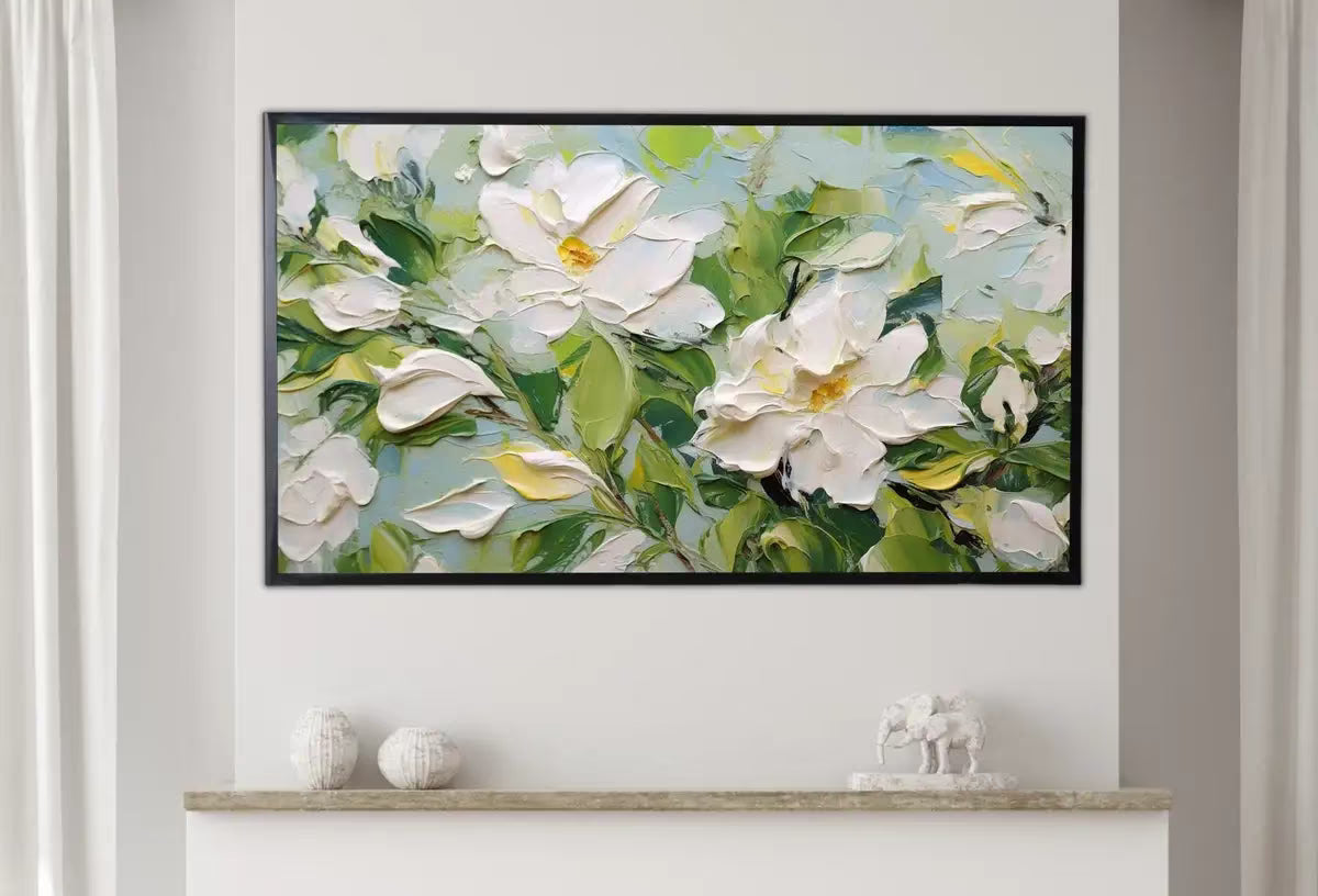 Abstract Samsung Frame TV Art | Textured Wall Art | Oil Painting | Heavy Textured Painting | Vibrant Abstract Floral Art | Art For Frame Tv – Frame TV  Art