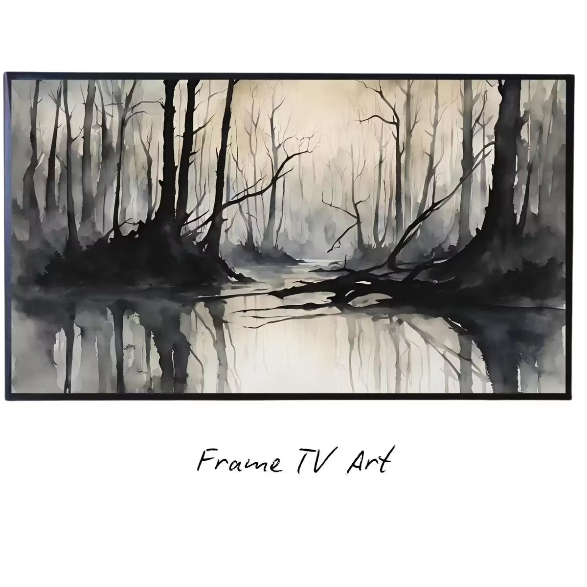 Black Grey Art for Samsung Frame TV I Dark Watercolor Minimalist Landscape I Unique Frame TV Art for Modern Decor – Frame TV  Art