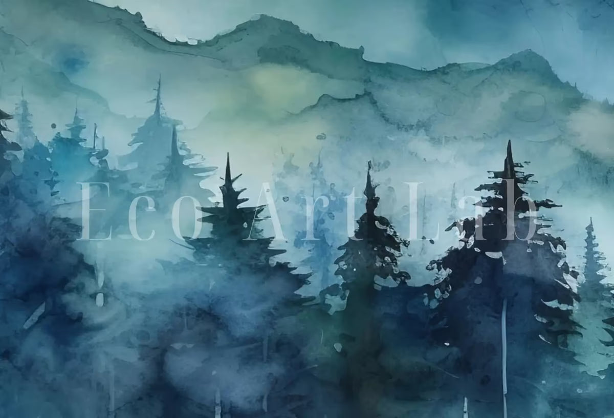 Blue Abstract Mountain 3 Piece Wall Art | Watercolor Mountain Landscape | Nature Print Set | Modern Minimal Decor | Pine Forest Wall Art – Printable Wall Art Set