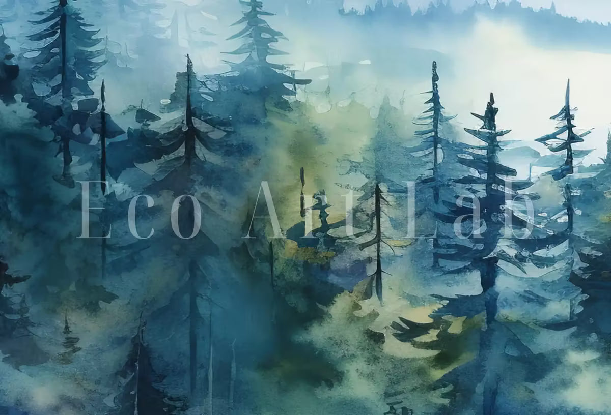 Blue Abstract Mountain Print Set of 3 | Watercolor Mountain Landscape | Nature Print Set | Modern Minimal Decor | Pine Forest Wall Art – Printable Wall Art Set