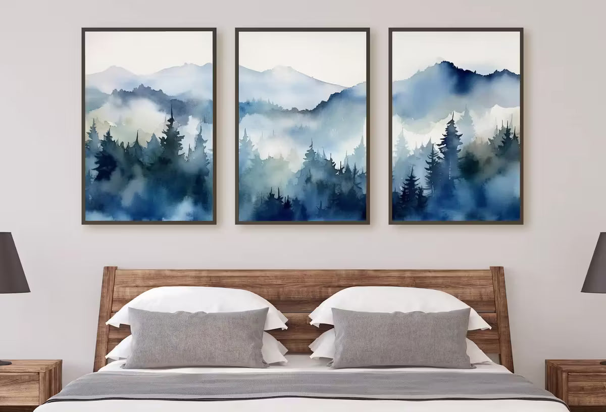 Blue Mountains Wall Art | Abstract Mountain Print Set | 3 Piece Wall Art | Landscape Print Set | Modern Home Decor | Gallery Wall Set – Printable Wall Art Set