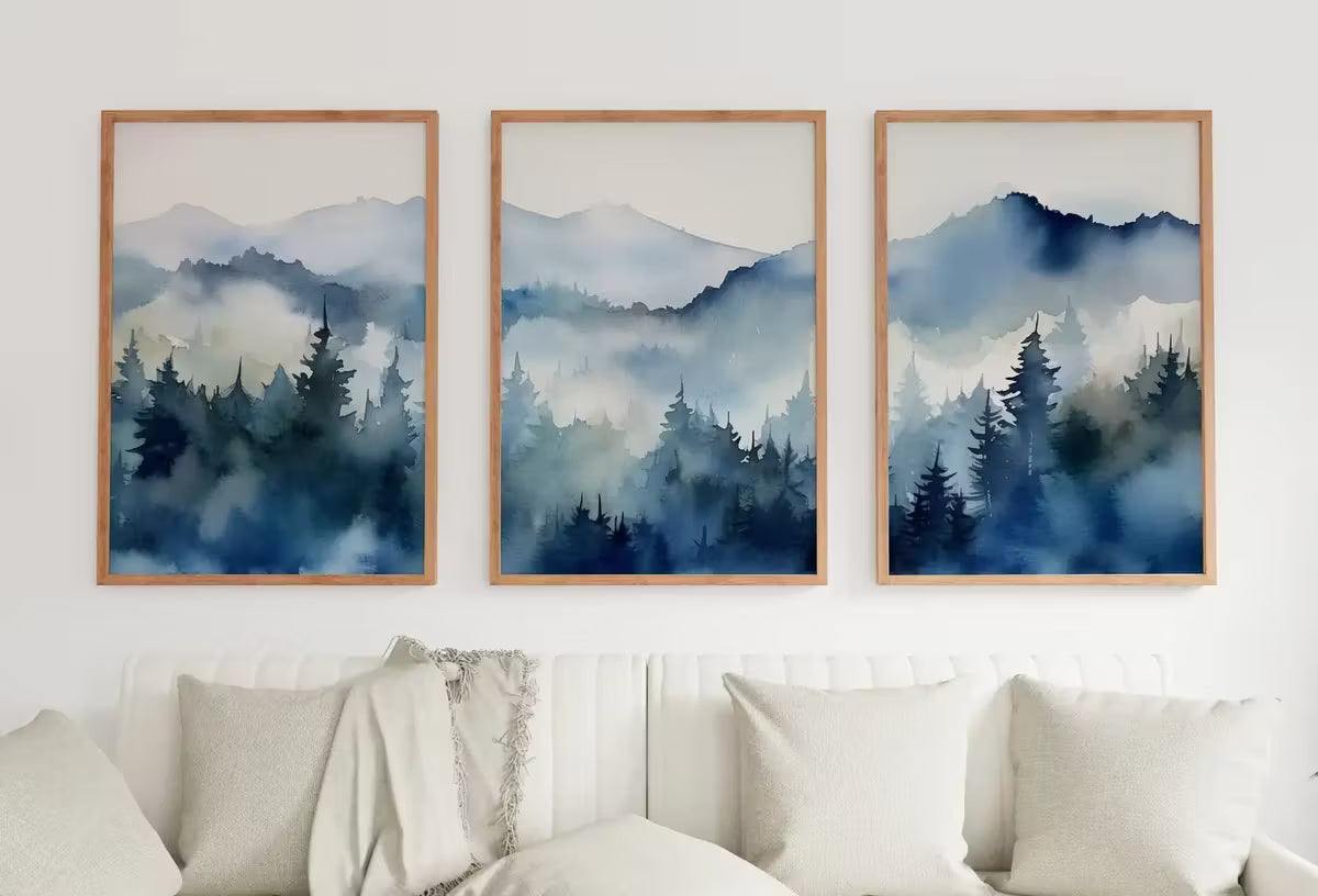 Blue Mountains Wall Art | Abstract Mountain Print Set | 3 Piece Wall Art | Landscape Print Set | Modern Home Decor | Gallery Wall Set – Printable Wall Art Set