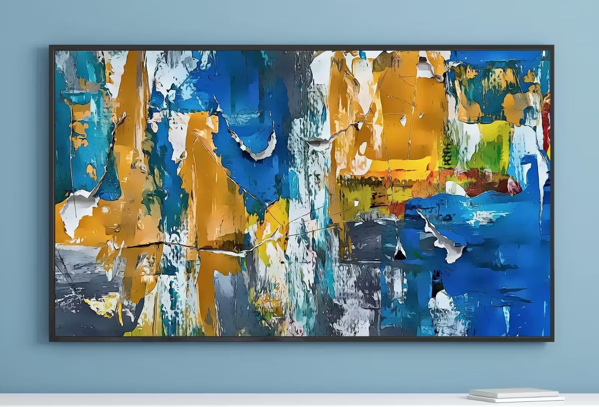 Bold Blue Abstract Painting Frame TV Art. , Digital Art for TV, Colorful Wall Art, Abstract Artwork for The Frame TV – Frame TV  Art