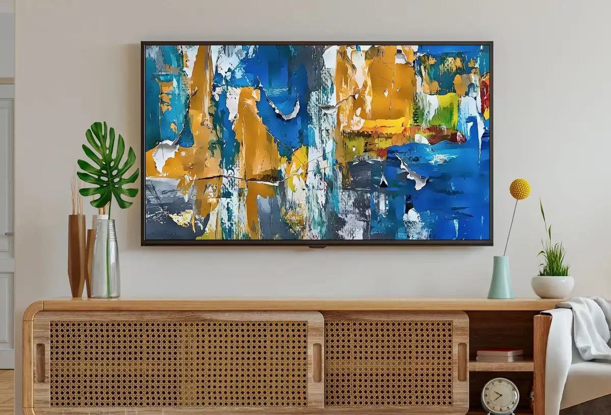 Bold Blue Abstract Painting Frame TV Art. , Digital Art for TV, Colorful Wall Art, Abstract Artwork for The Frame TV – Frame TV  Art