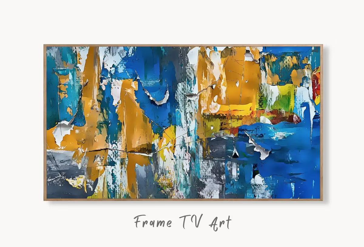 Bold Blue Abstract Painting Frame TV Art. , Digital Art for TV, Colorful Wall Art, Abstract Artwork for The Frame TV – Frame TV  Art