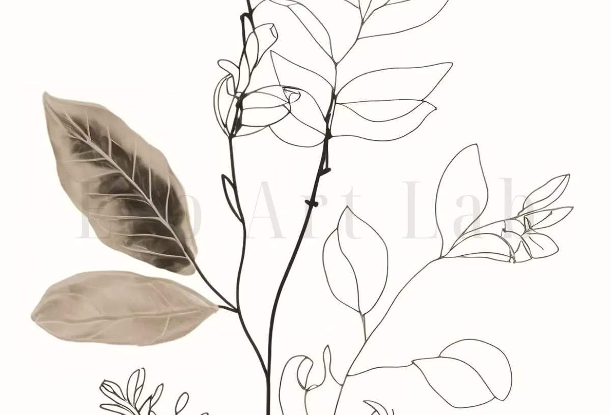 Botanical Line Art Set of 3 Prints. Neutral Wall Art Prints. Plant Prints Minimalist Modern Beige & White Wall Decor. Printable Wall Art. #3 – Printable Wall Art Set