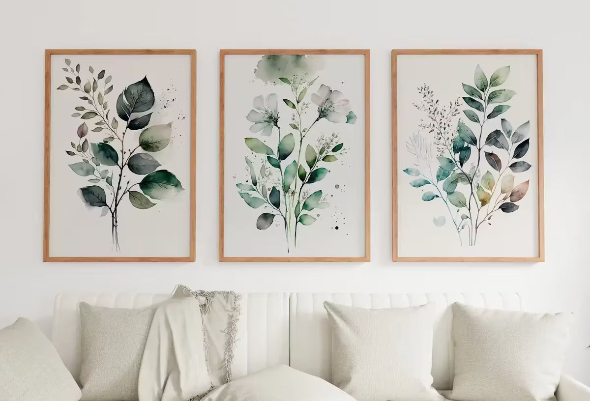 Botanical Print Set of 3. Watercolor Gallery Wall Art. Floral Printable Line Art. Wild Flowers Bouquet Art. Minimal Boho Floral Prints. #4