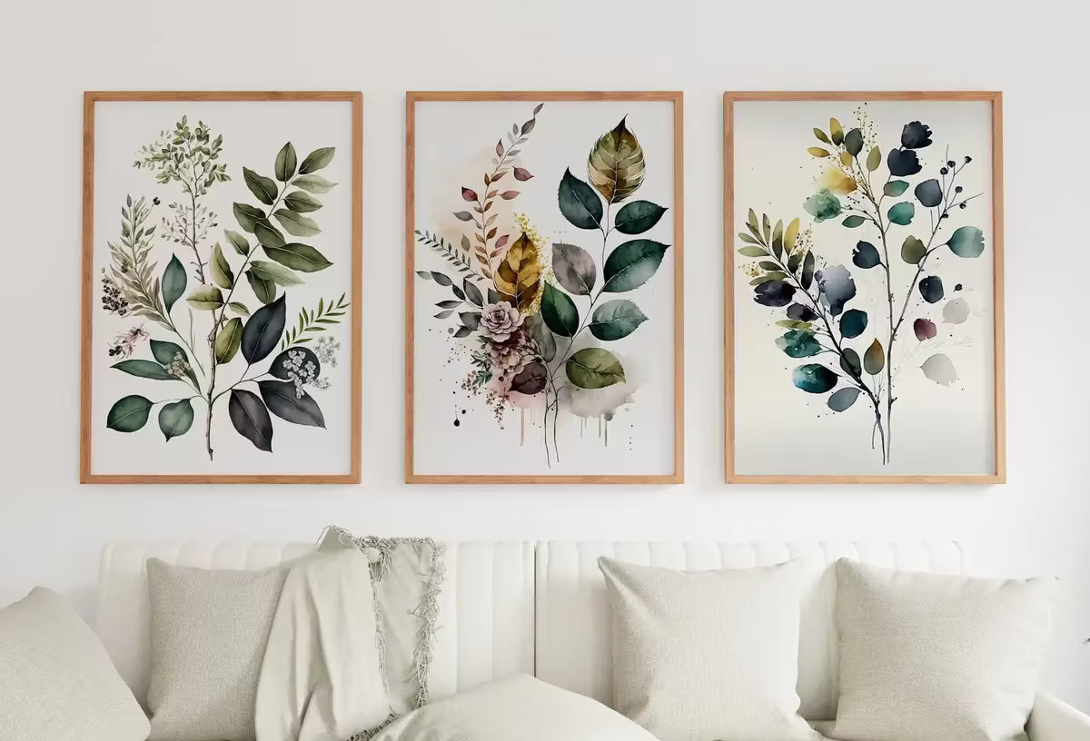 Botanical Print Set of 3. Watercolor Gallery Wall Art. Floral Printable Line Art. Wild Flowers Bouquet Art. Minimal Boho Floral Prints. #5 – Printable Wall Art Set