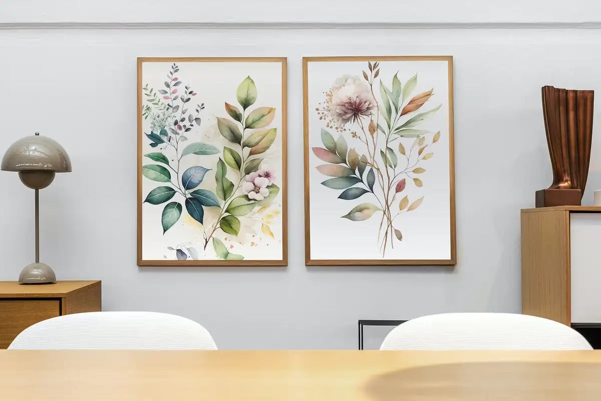 Botanical Prints Set of 2. Watercolor Gallery Wall Art. Floral Printable Art. Wild Flowers Bouquet Art. Minimal Boho Floral Prints. #4 – Printable Wall Art Set