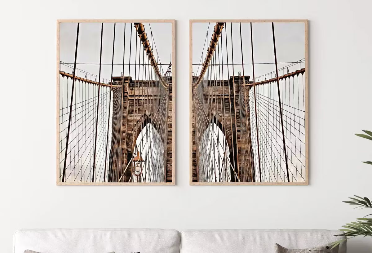 Brooklyn Bridge New York Set of 2 Prints. New York Poster, Printable Wall Art, Digital Painting 2 Piece Wall Art, New York Printable Poster – Printable Wall Art Set
