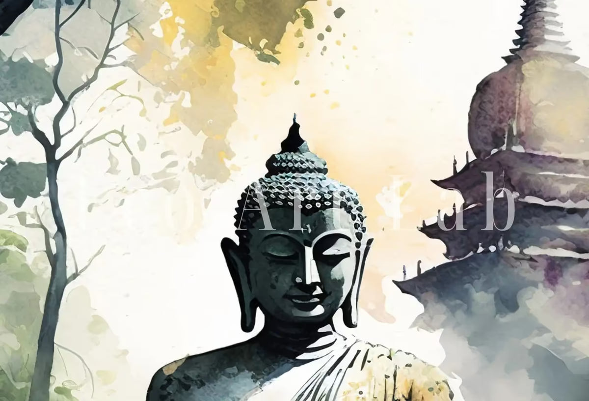 Buddha Under Tree. Zen Wall Art. Printable Wall Art. Watercolor Print. Buddhism Art. Instant Download Spiritual Wall Art. Asian Wall Art. #7 – Printable Wall Art