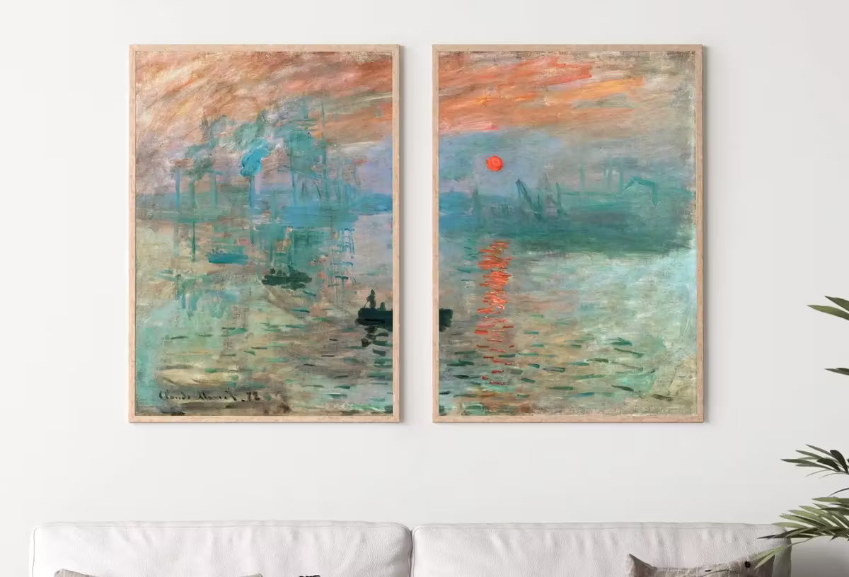Claude Monet Famous Sunrise Painting. Set of 2 Prints. Instant Download Vintage Painting. 2 Piece Wall Art. Printable Fine Art Prints. – Printable Wall Art Set