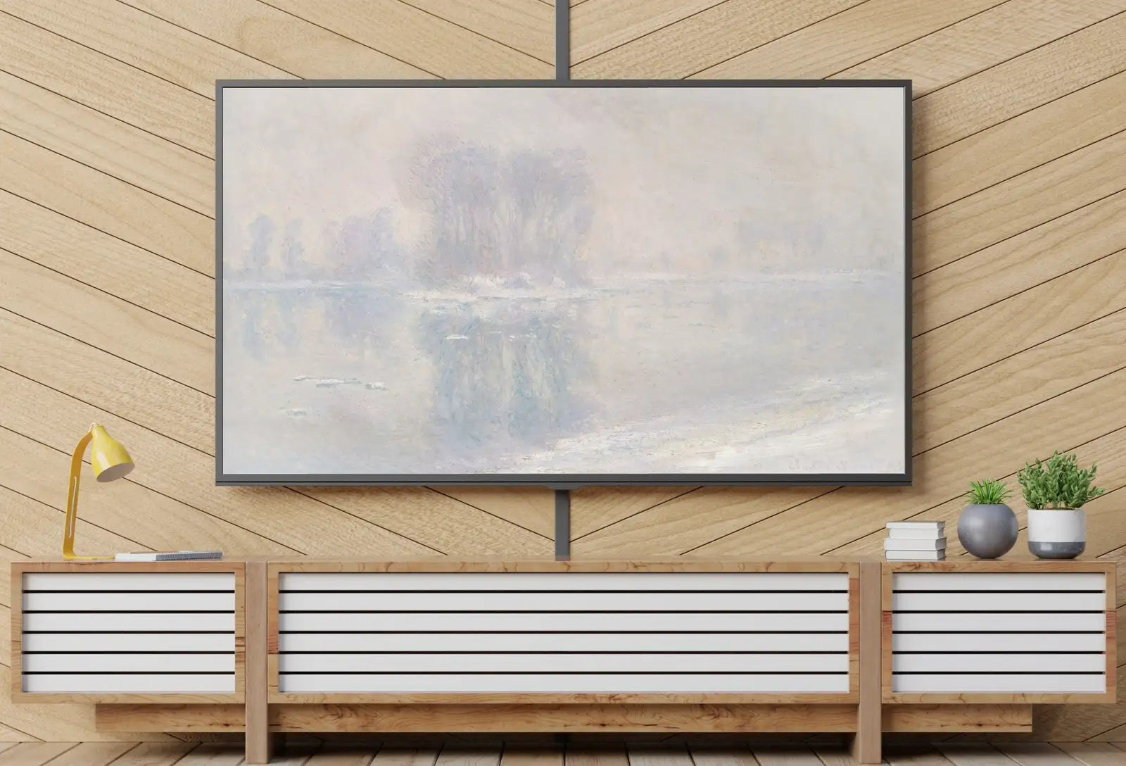 Detail view of artwork from Claude Monet Samsung Frame TV Art 4K Monet Painting Abstract Landscape. Instant Download Neutral Wall Art for the Frame TV. Minimalist Art. (variation 2)