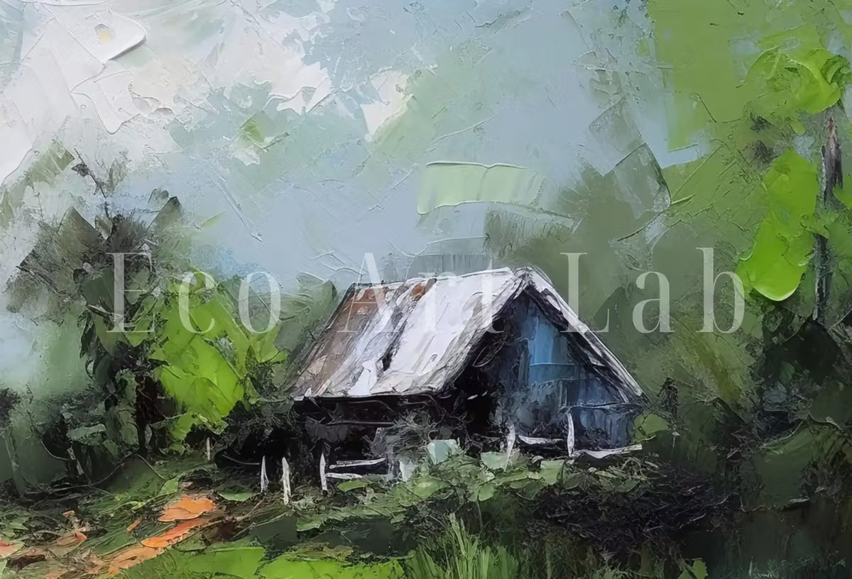 Country Field Printable. Green Country Field River Landscape Painting. Vintage Style Landscape Print Farmhouse Decor. Antique Rustic Print – Printable Wall Art