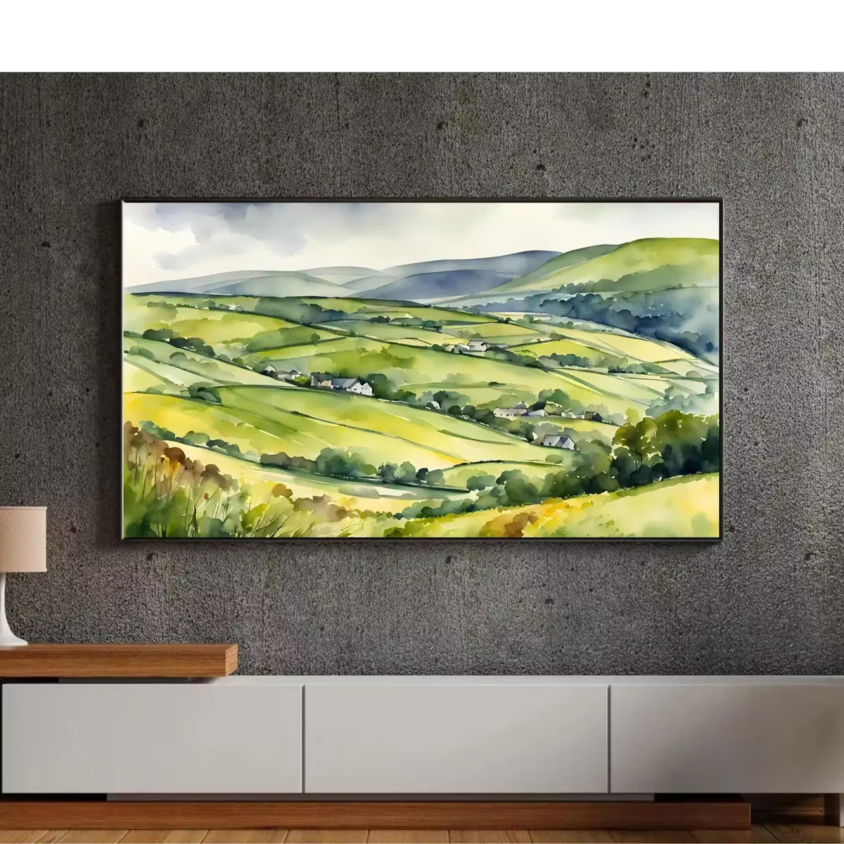 Countryside Art For Frame TV. Watercolor Decor For Samsung Frame TV. Wild Flowers Landscape 4K Display – Frame TV  Art