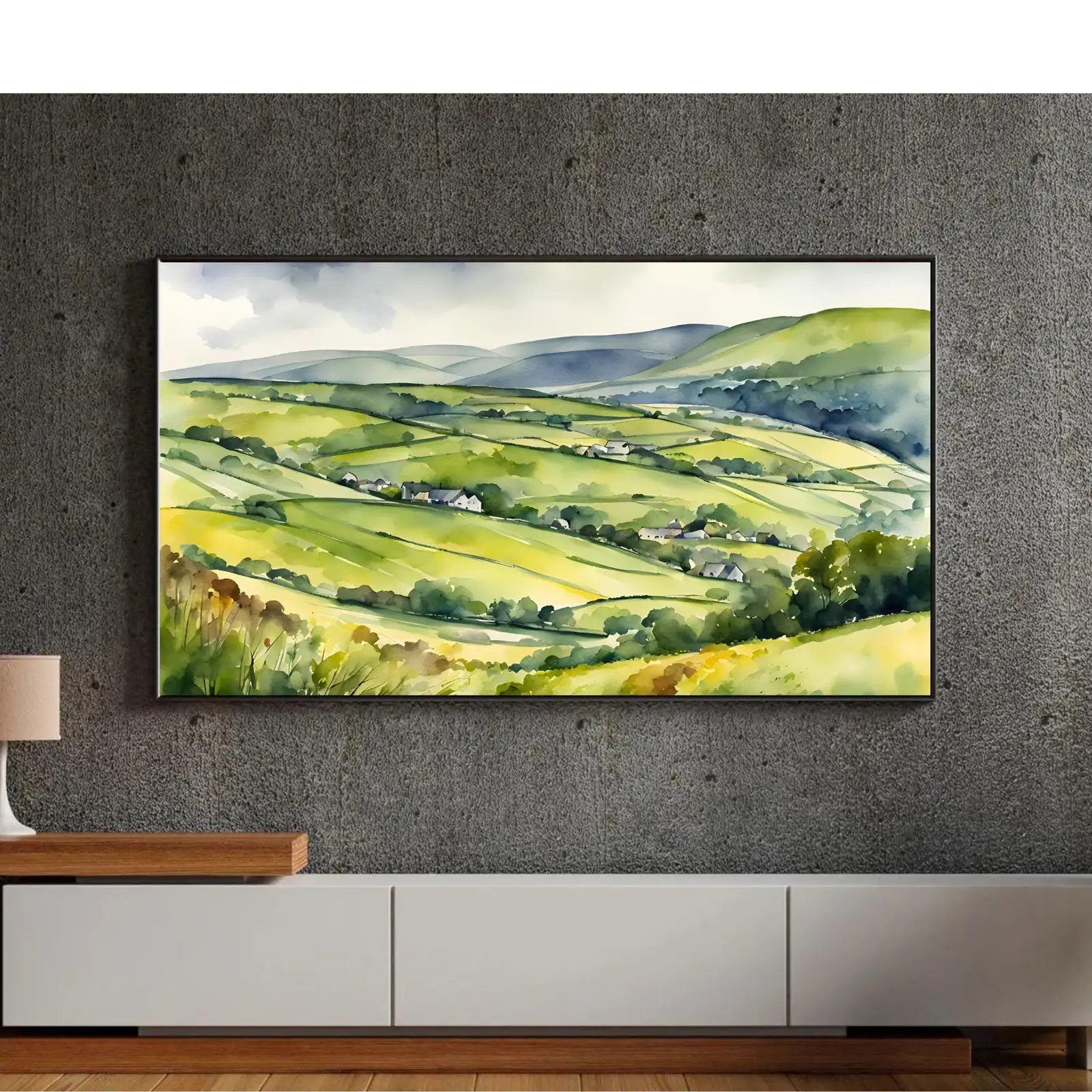 Included artwork preview showing first selection of artworks from Countryside Art For Frame TV. Watercolor Decor For Samsung Frame TV. Wild Flowers Landscape 4K Display.
