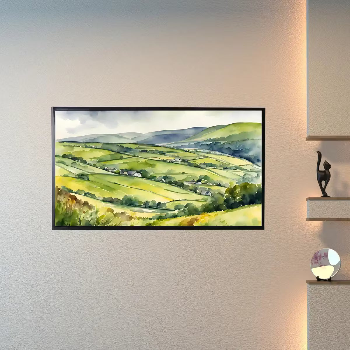 Countryside Art For Frame TV. Watercolor Decor For Samsung Frame TV. Wild Flowers Landscape 4K Display – Frame TV  Art