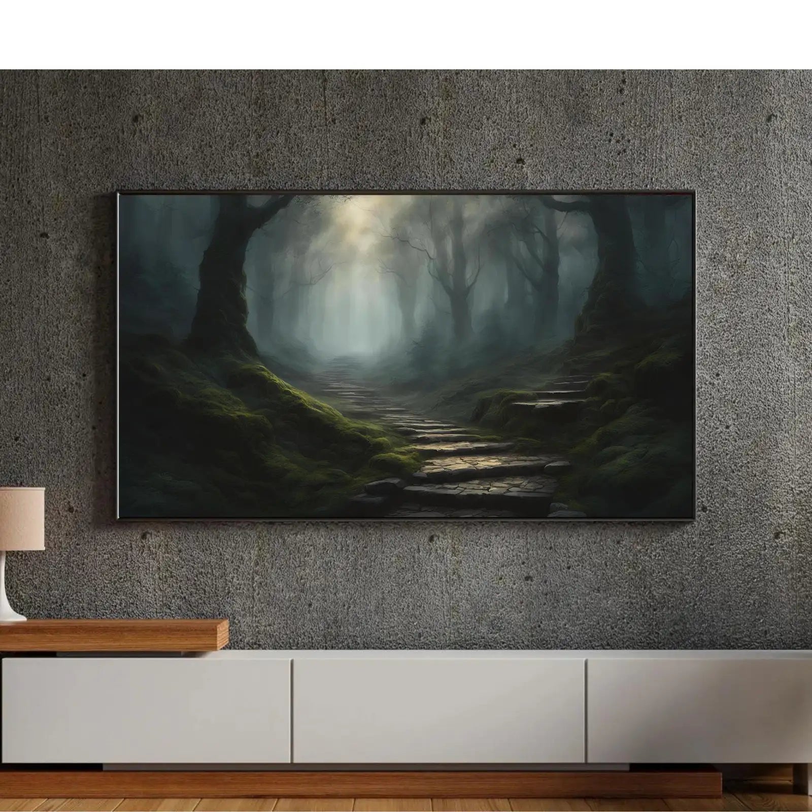 Included artwork preview showing first selection of artworks from Dark Forest Art For Samsung Frame TV I Watercolor Landscape Wall Decor I 4K Frame TV Dark Academia Painting.
