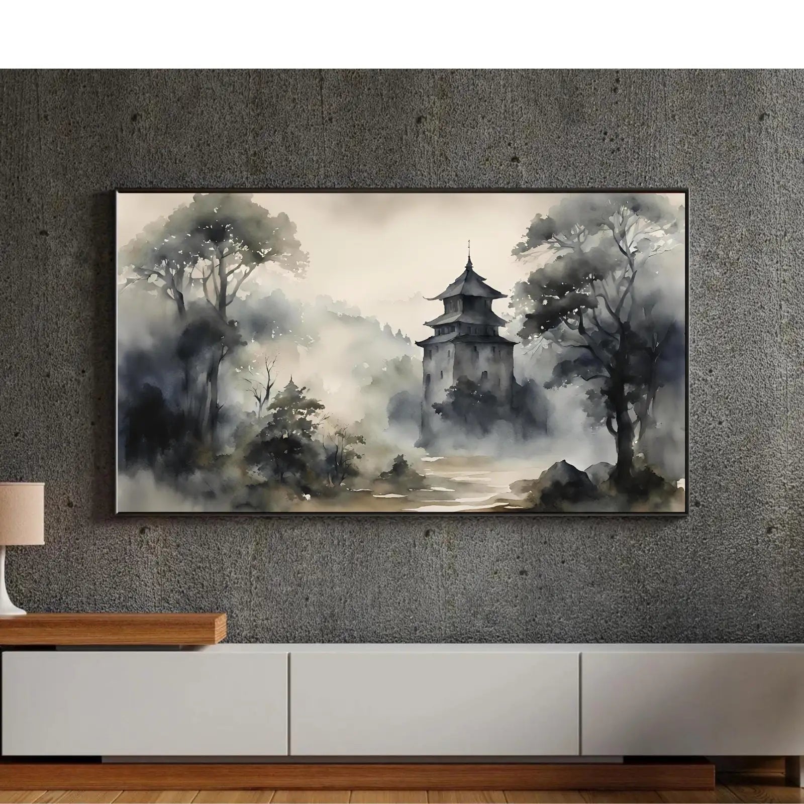 Included artwork preview showing first selection of artworks from Dark Japanese Art For Frame TV I Watercolor Decor For Samsung Frame TV I Dark Academia Aesthetic Digital Art.