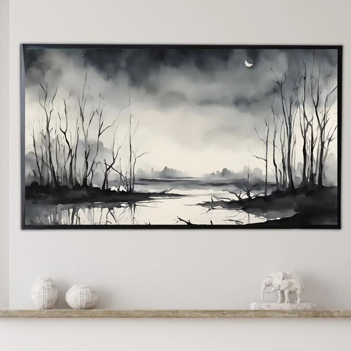 Dark Swamp Art for Samsung Frame TV I Watercolor Decor for Frame TV I Minimalist Design Digital Art for Home Interior – Frame TV  Art
