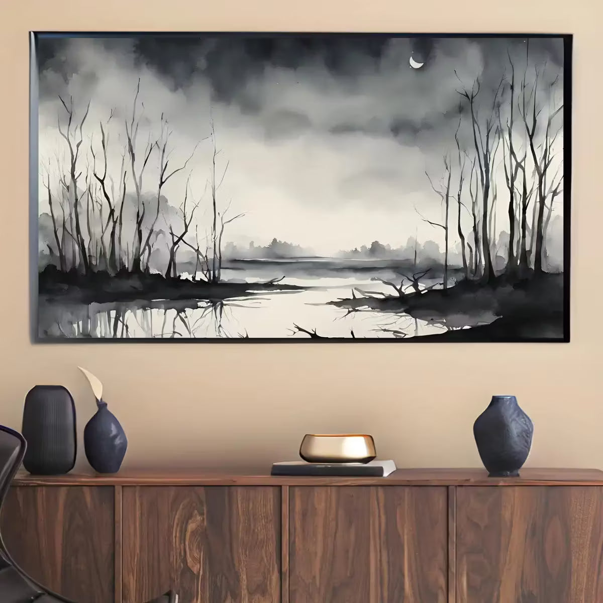 Dark Swamp Art for Samsung Frame TV I Watercolor Decor for Frame TV I Minimalist Design Digital Art for Home Interior – Frame TV  Art