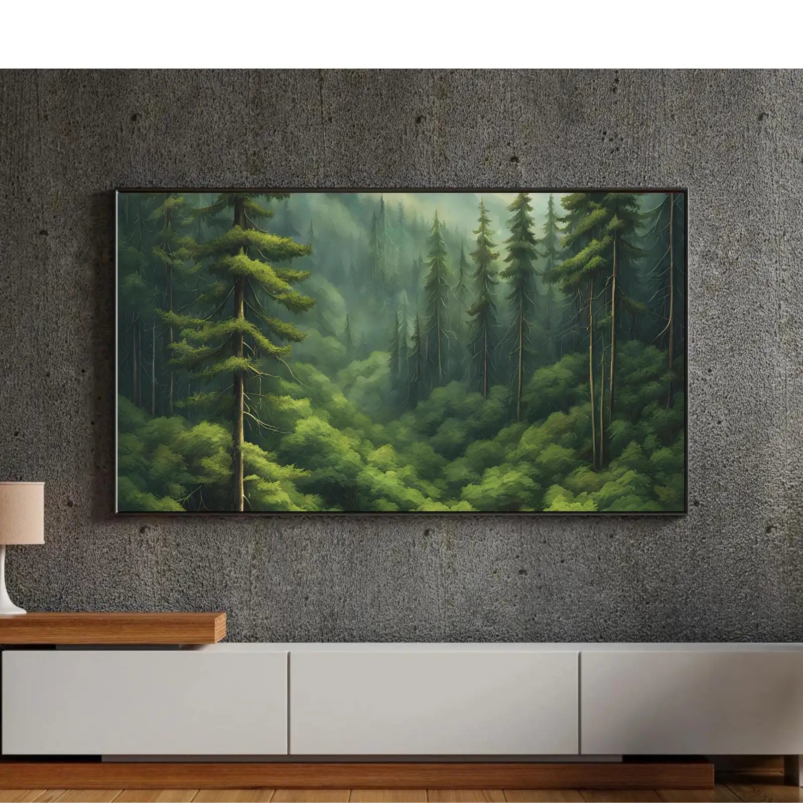Included artwork preview showing first selection of artworks from Deep Green Forest Art for Frame TV I Nature Wall Decor for Samsung Frame I 4K Forest Landscape Digital Artwork.