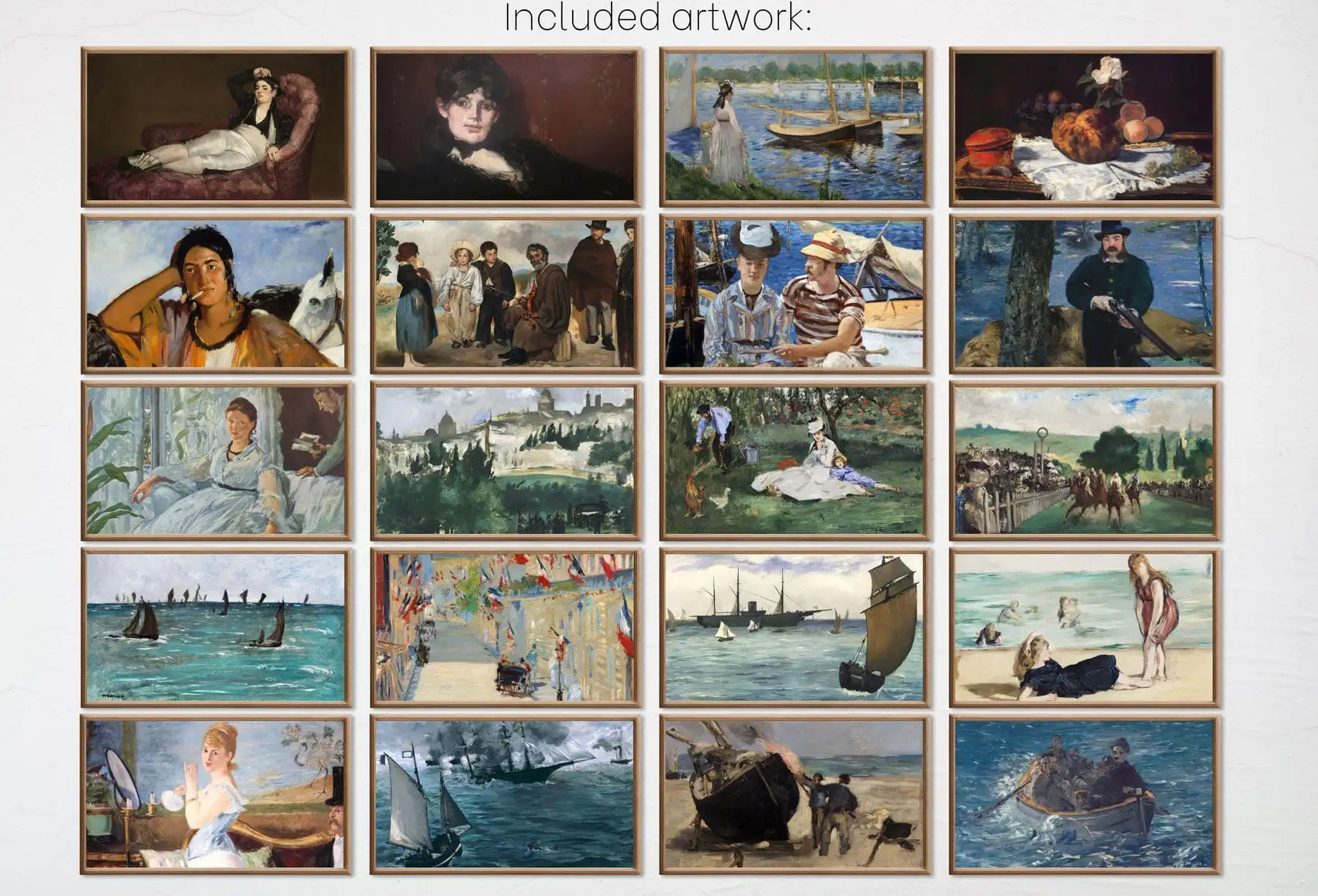 Included artwork preview showing first selection of artworks from Edouard Manet Samsung Frame TV Art.