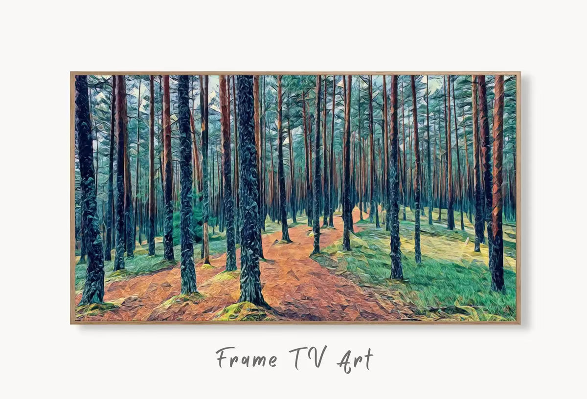 Estonian Forest Trees Frame TV Art. Nature Landscape Painting Samsung Frame TV Art Downloadable Nature Art for TV. Colorful Art for Frame tv – Frame TV  Art