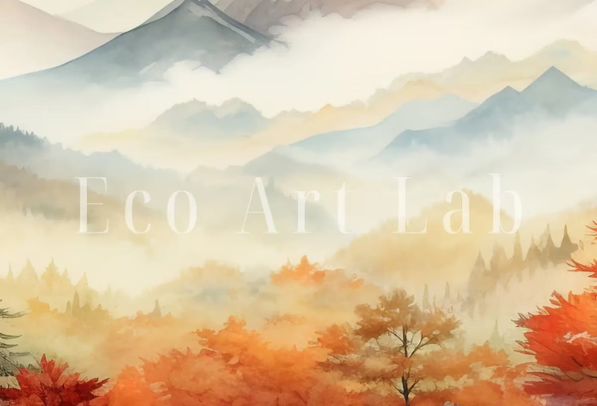 Fall Mountain & Forest 3 Piece Wall Art | Watercolor Autumn Landscape | Abstract Nature Print | Modern Minimal Decor | Pine Forest Wall Art – Printable Wall Art