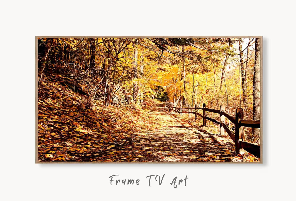 Fall Trail Landscape Digital Oil Painting Frame TV Art , Art for Tv, Colorful Art for Frame TV – Frame TV  Art