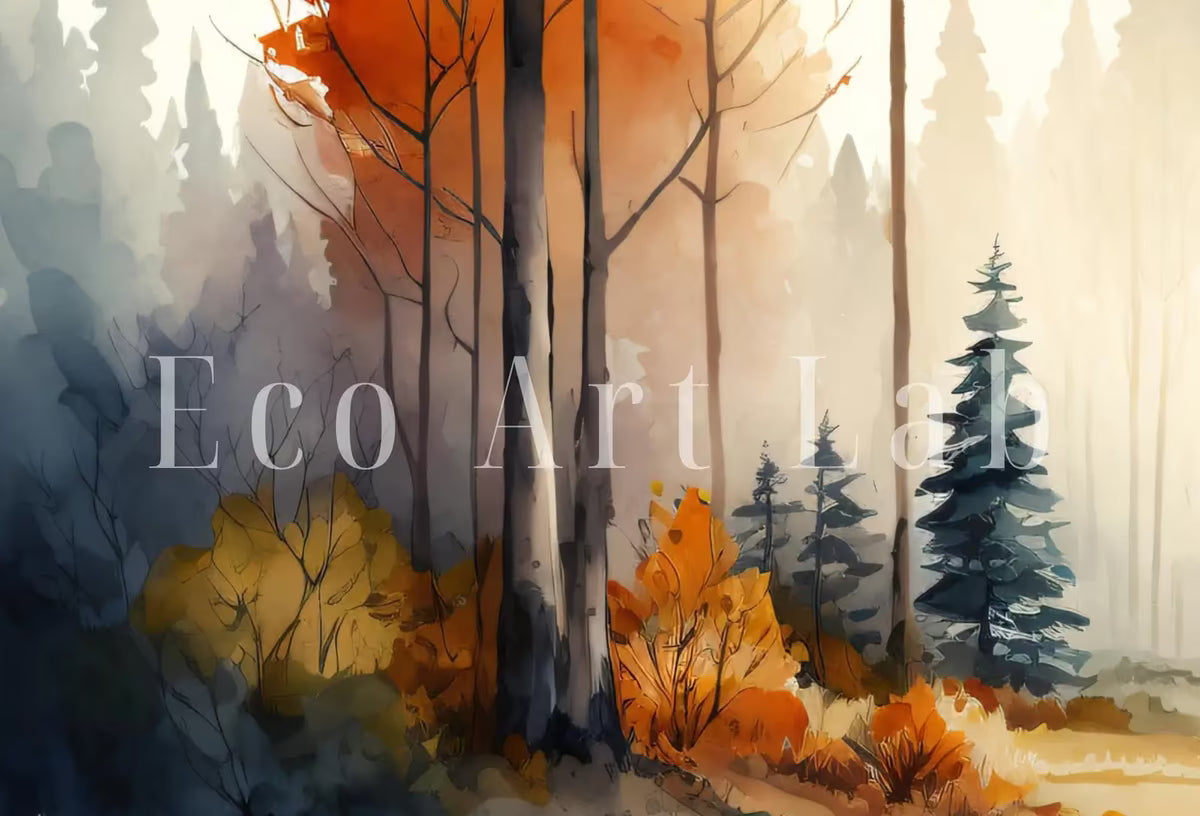 Fall Watercolor Forest Landscape. Printable Wall Art. Set of 3 Prints. Autumn Forest Painting. Gallery Wall Set. Nature Decor. Forest Art – Printable Wall Art Set