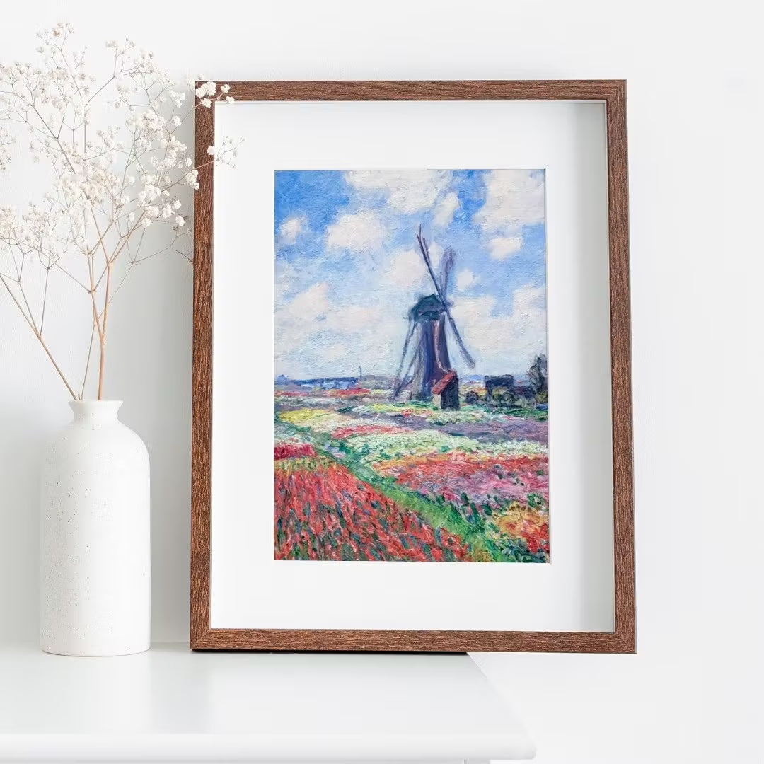 Famous Claude Monet Windmill in Tulip Field Painting. Instant Download Vintage Decor. Monet Botanical Printable Wall Art. Vintage Decor – Printable Wall Art