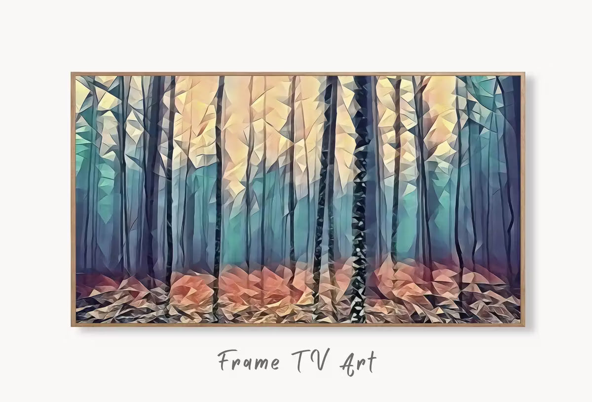 Fog in Autumn Forest Landscape, Samsung Frame TV Art Abstract Painting, Instant Download Nature Art, Art for TV, Colorful Art for Frame TV – Frame TV  Art