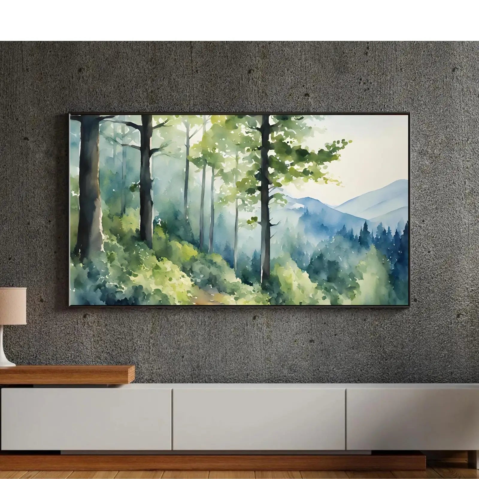 Included artwork preview showing first selection of artworks from Forest Landscape Art For Frame TV I Minimalist Nature Digital Artwork I Modern Wall Decor For Samsung Frame TV.