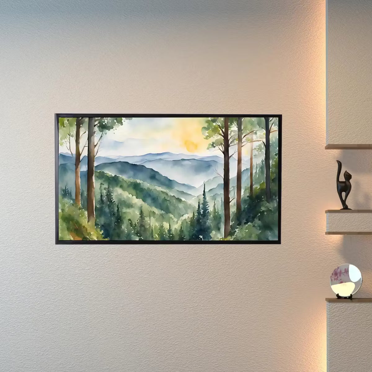 Forest Landscape Art for Samsung Frame TV I 4K Mountain Scene Wall Decor I Watercolor Nature Print for Frame TV – Frame TV  Art