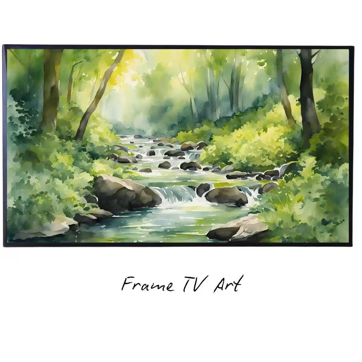 Forest River Art For Frame TV. Watercolor Nature 4K Art Design. River Scene Decor For Samsung Frame TV – Frame TV  Art