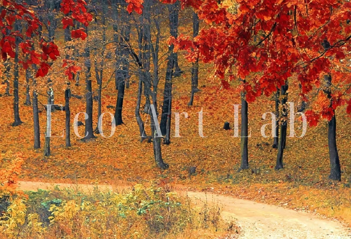 Forest Trail in the Fall 3 Piece Wall Art | Landscape Painting | Nature Print | Set of 3 Prints | Home or Office Decor | Instant Download – Printable Wall Art Set
