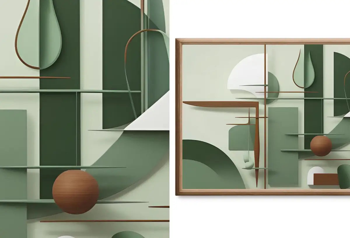 Detail view of artwork from Frame TV Art: Sage Green Wall Art. Midcentury Modern Abstract Paintings Set of 40. Digital Download for Samsung Frame TV, Hisense Canvas TV. (variation 5)