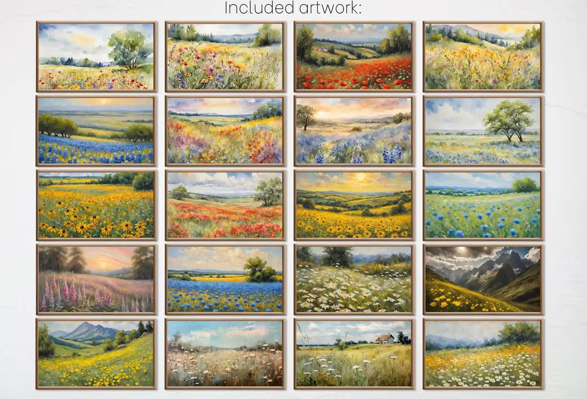 Frame TV Wildflower Landscape Art • Set of 40 s • Samsung Frame TV Spring Art Set in 4K/8K – Frame TV Art Set