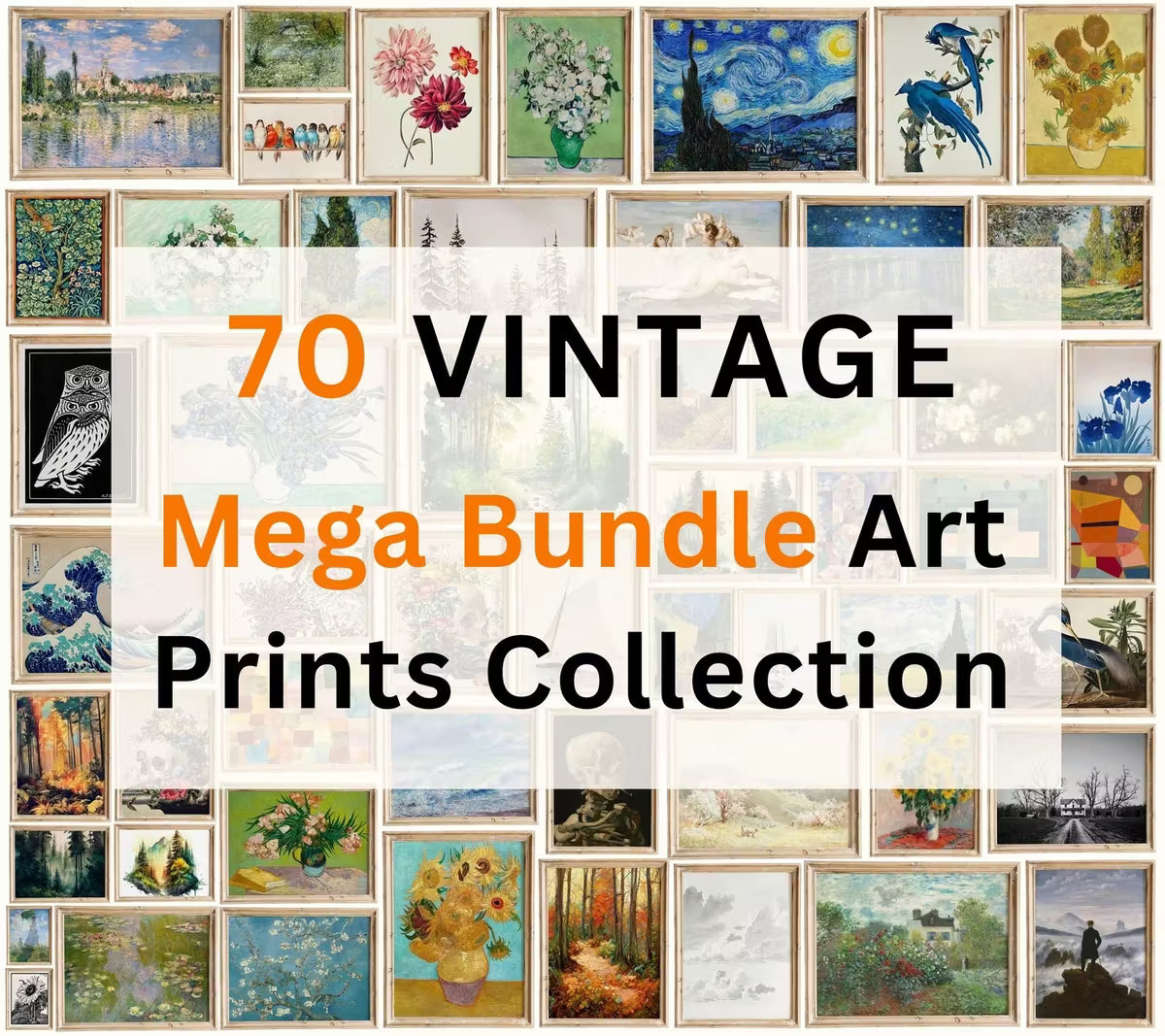 Gallery Wall Set. Printable Art Set of 70 Vintage Famous  Prints. Eclectic Wall Art Home Decor. – Printable Wall Art Set