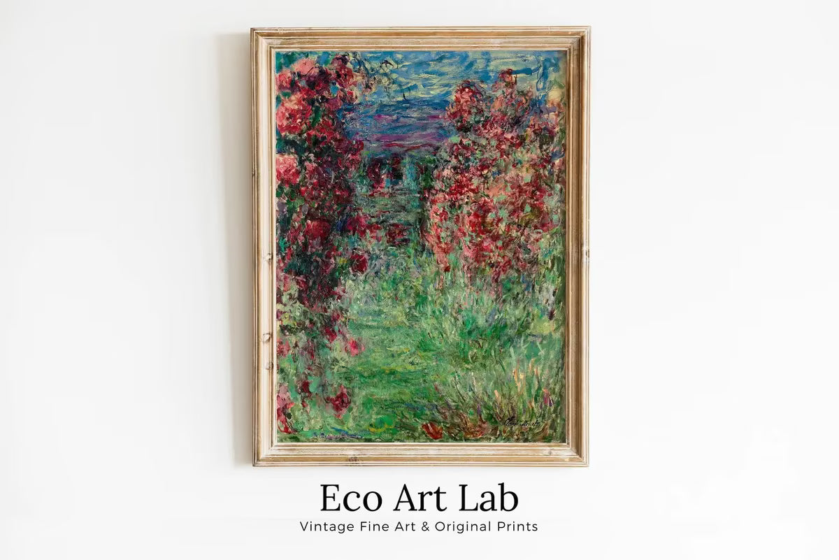 Garden with Roses Famous Claude Monet Painting. Instant Download Vintage Decor. Monet Botanical Print. Printable Wall Art. Vertical Decor – Printable Wall Art